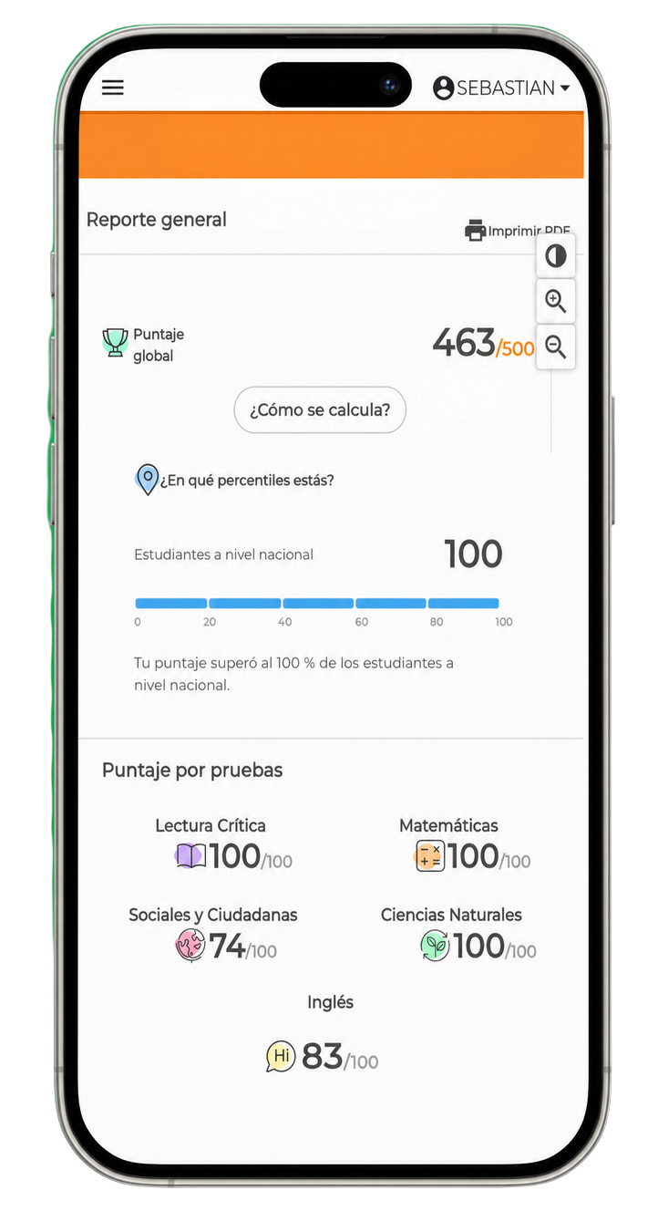Resultado de Sebastián en un celular